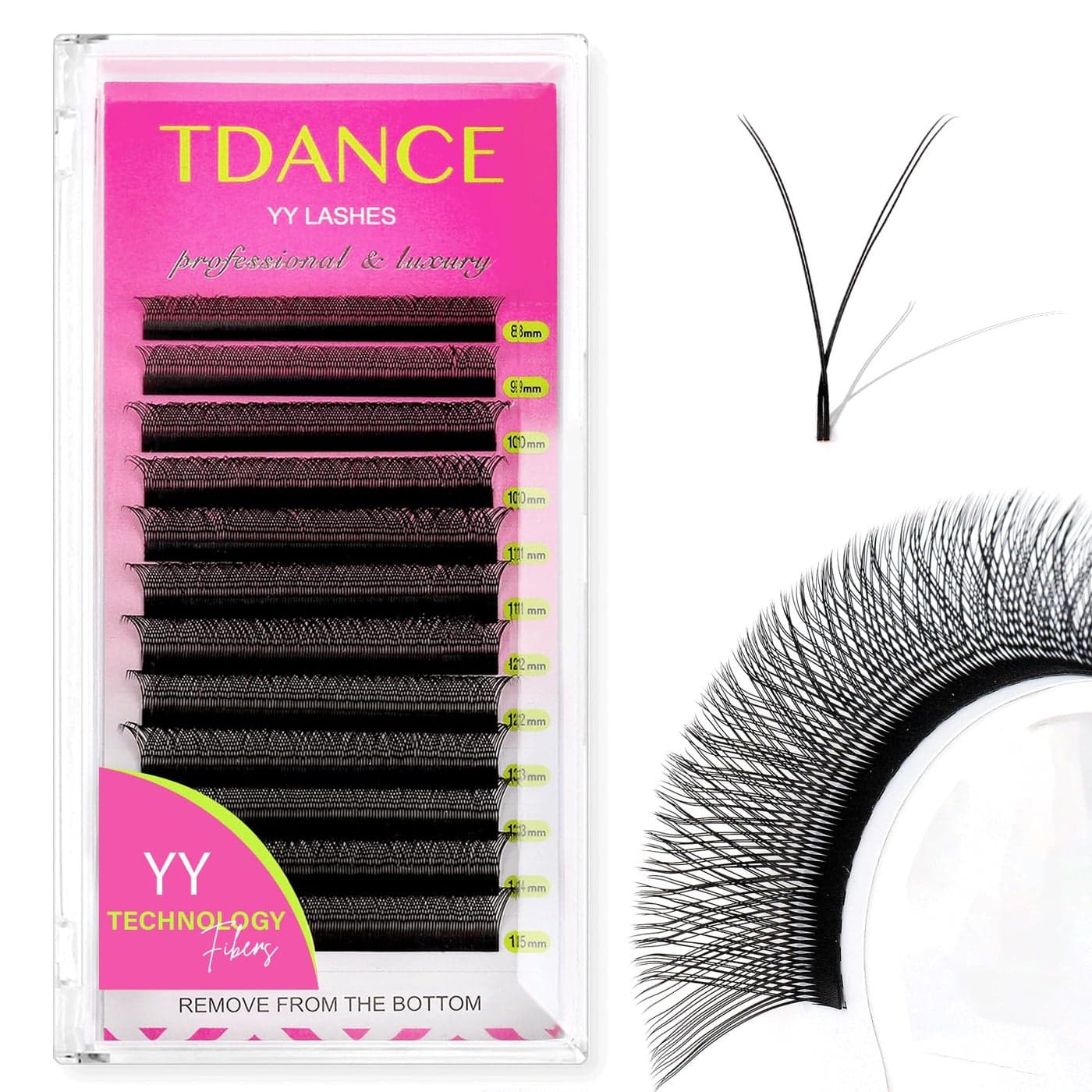 TDANCE YY Lash Extensions Premade Volume Eyelash Fans YY Lashes Matte Black W Lashes ExtensionsYYC00711 mm