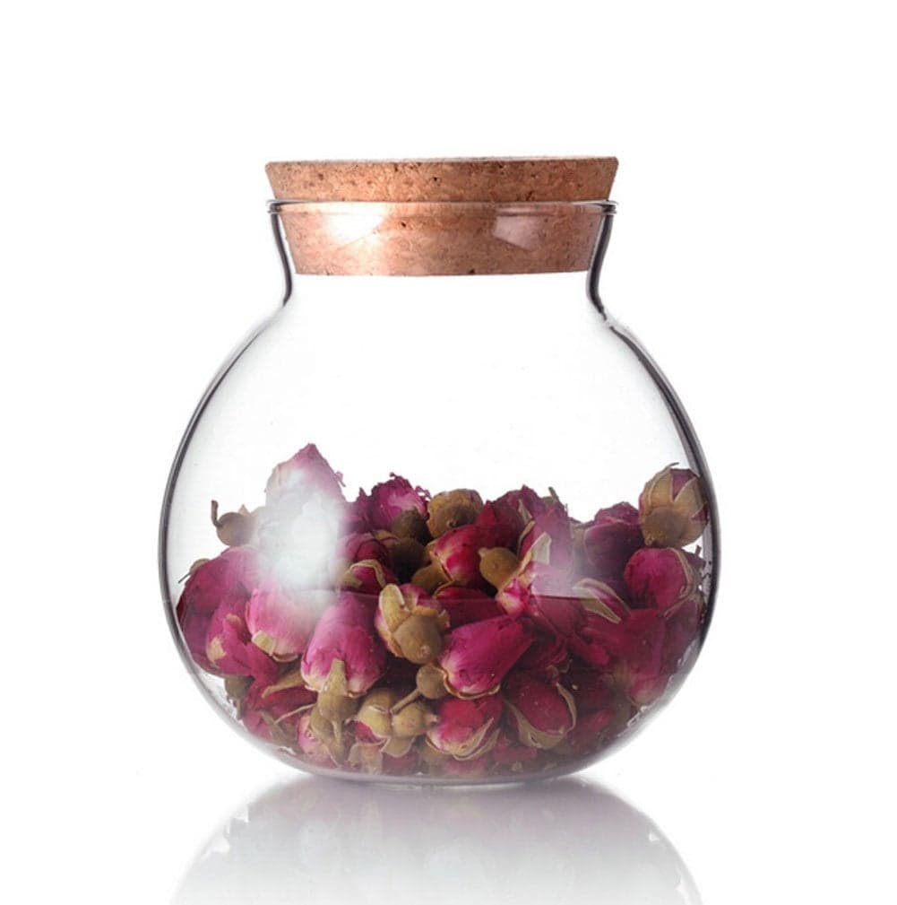 TOPWEL 500 Ml 17 Fl Oz Round Clear Glass Favor Jar Storage Jar with Cork Stopper