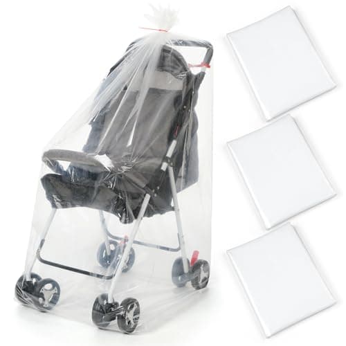 Bulyoou 3 Pcs Stroller Storage Bag 39 x 59 Inch Extra Large Clear Plastic Stroller Bag with 3 Zip Ties Heavy Duty 4 Mil Stroller Cover for Storage Travel Moving Luggage Suitcase Furniture Car Seat