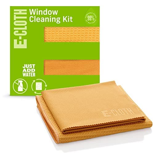 E-Cloth Microfiber Window Cleaning Cloth Kit - Glass Cleaning Cloth for Windows, Mirrors, Cars, Lenses, Eyeglasses, & More, Streak Free Clean, Machine Washable Reusable Towel - Tangerine Orange