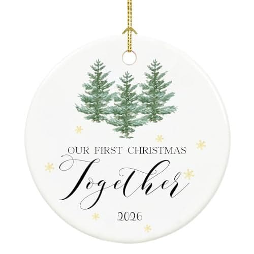 Our First Christmas Together Ornament Gift for Couple Anniversary, 1st Christmas Together Ornament 2026, 2.9" Ceramic Couple Keepsake for First Christmas Decorations