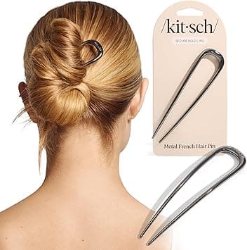 Kitsch Metal French Hair Pin for Women Hair Fork for Buns French Twist Pin for Easy Hairstyle Perfect for Long and Thick Hair Hematite