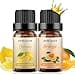 Sedbuwza Lemon Orange Essential Oil Set Lemon Fragrance Oil Orange Scent Oil Set for Diffuser Aromatherapy Massage Soap Candle Making 2 x 10 ml