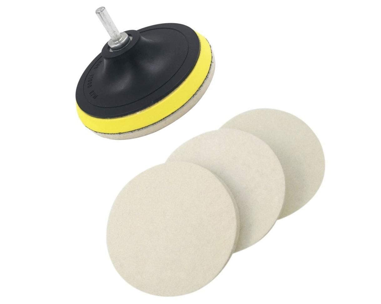 DIY Crafts Wool Felt Disc Polishing Pads and Backing Pad with Drill Adapter Kit to Grind and Polish Glass Plastic Metal Marble Car Body Polishing Shining (1 Set Pack, 7" inch Kit/Set)