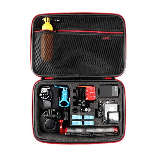 HSU Carrying Case for GoPro Hero 13, 12, 11, 10, 9, 8, 7, 6, 5 Black, AKASO Campark and Accessories, GoPro Travel Case with Fully Customizable Interior, Action Camera Storage Bag(Large)