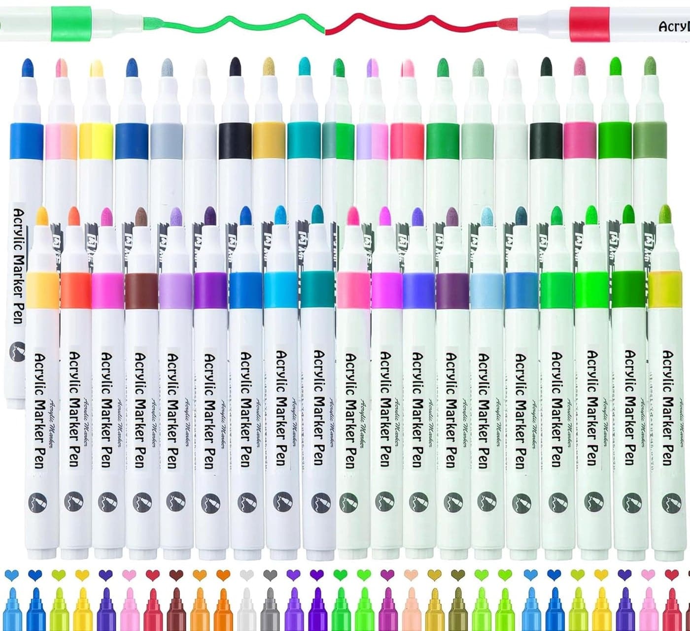 SUPER TOY 48 Shades Acrylic Color Markers Pen Water Colour Paint Pens for Wood Canvas Stone Rock Painting Glass Ceramic Surfaces Diy Crafts Making Art Supplies Fine Multicolor