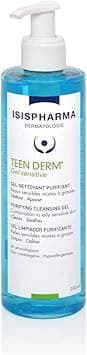 ISISPHARMA TEEN DERM SENSITIVE GEL Purifying exfoliating gel for acne treatment Face wash for Sensitve to Oily Skin Cleanser With Zinc and natural extracts Glass skin Effect Made in France