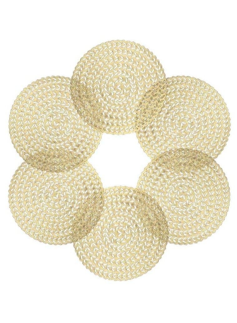 Set of 6 Gold Wheat Design Hollow PVC Coasters, Cup Mats for Thanksgiving Table Decorations, Home Festival Ornament