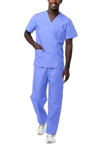Sivvan Unisex Scrubs - Classic V-Neck Top & Drawstring Pants Scrub Set - S8400 - Ceil Blue - L