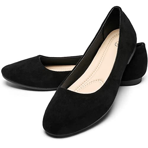 Rominz Women's Flats Shoes Round Toe Flats Black Flats Shoes Women Ballet Flats for Women Dressy Shoes Nude Flats(Black, US8)