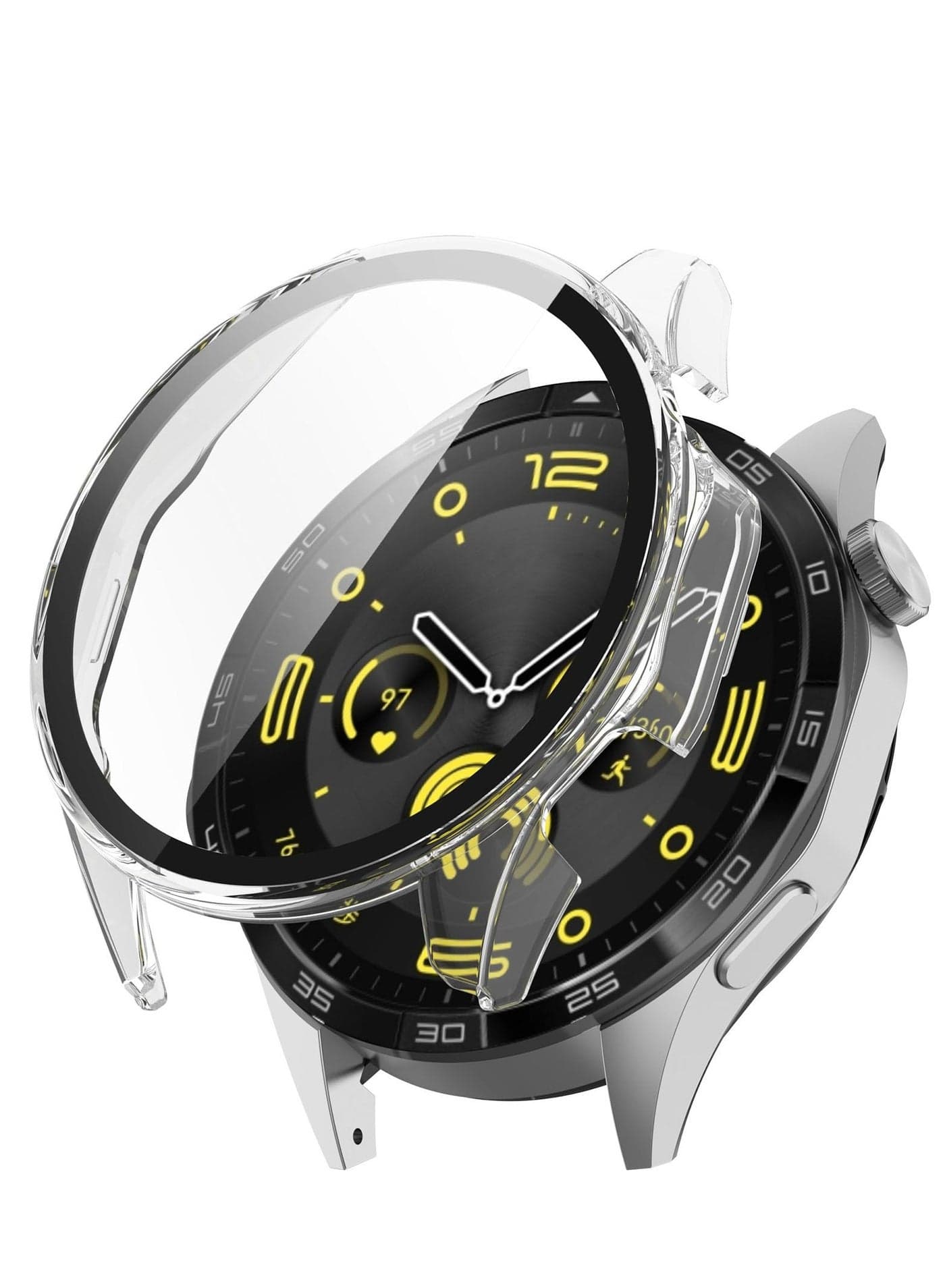 Case + Screen Protector Compatible with Huawei Watch GT4 46mm Tempered Glass Integrated Watch Case Protector (Clear)
