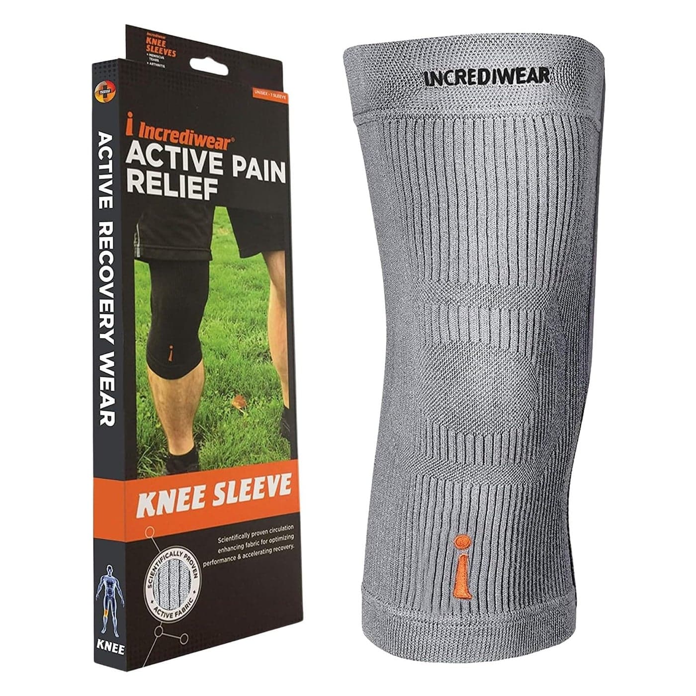 Incrediwear Knee Sleeve – Knee Braces for Knee Pain, Joint Pain Relief, Swelling, Inflammation Relief, and Circulation, Knee Support for Women and Men, Fits 18”-22” Above Kneecap (Grey, X-Large)