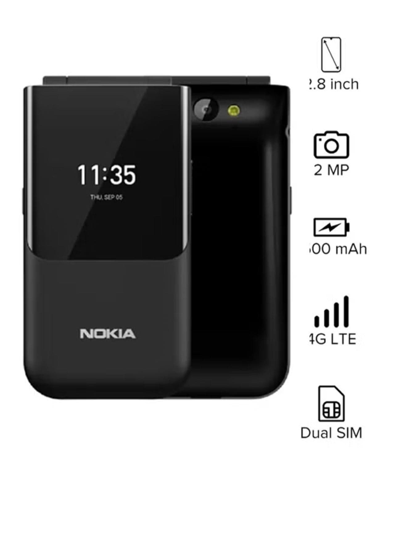 Mobile 2720 Flip Dual Sim Black Color 16MB