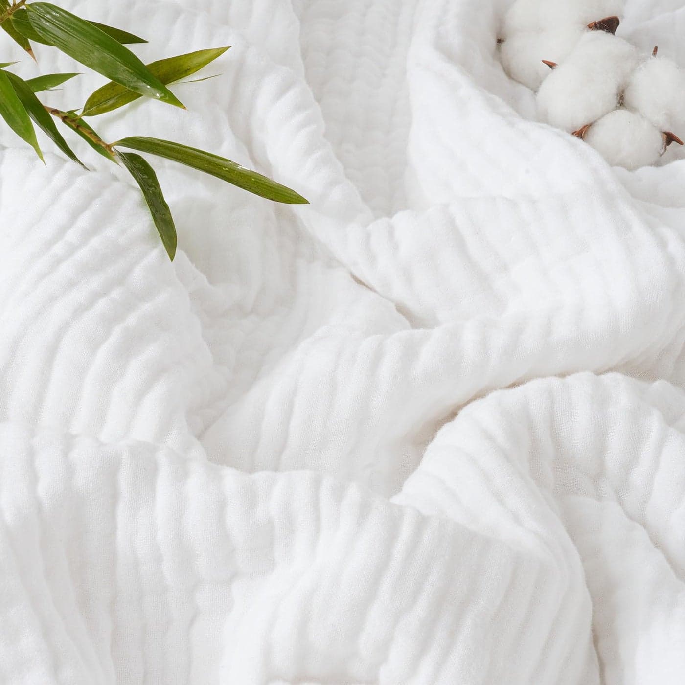 PHF Cooling Muslin Throw Blanket for Hot Sleepers 60 Rayon Derived from Bamboo 40 Cotton for Summer 4Layer Breathable Gauze Blanket for Bed Couch 50x60 White