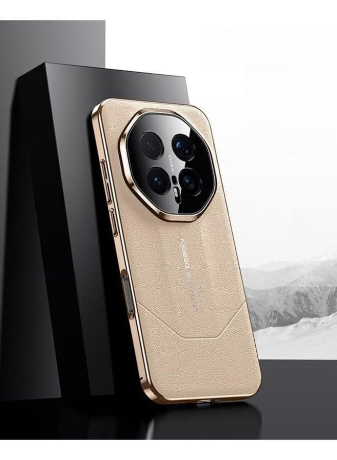 Case Compatible with Honor Magic 8 Pro, Premium Leather Case Electroplated PC Frame Camera Protection Anti-Fingerprint Anti-Drop Shockproof Bumper Protective Cover