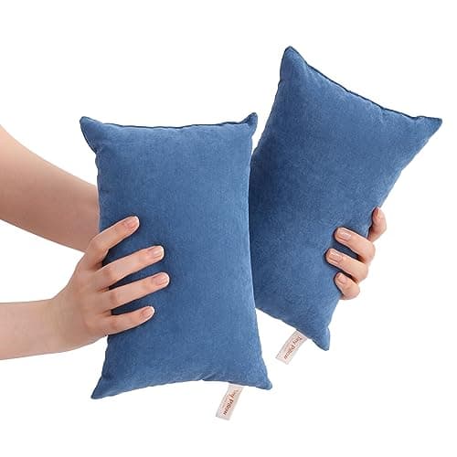BEDSUM 2 Pack Tiny Pillows, 11"x7" Microfiber Mini Pillow for Travel, Pets, Soft and Machine Washable Small Pillows for Neck, Wrist, and Knee Comfort, Denim Blue