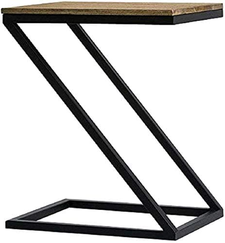 JGS Wooden Iron Z Shape Bedside Tables for Bedroom Telephone Table End Table for Living Room Flower Pot Night Stand Table Accent Table Office Furniture for Home Black