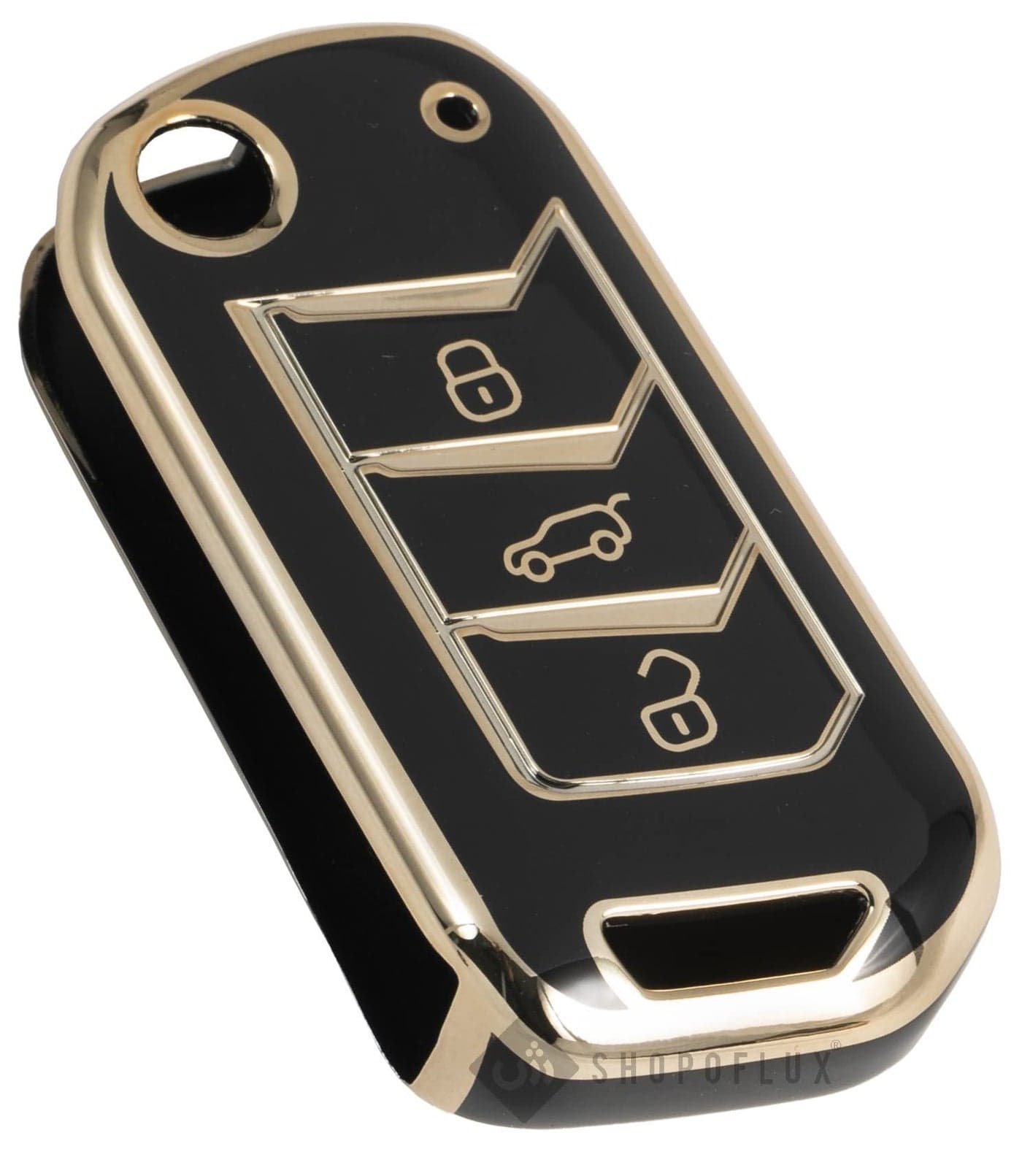 Shopoflux® TPU Key Cover Compatible with Mahindra Scorpio N | 3XO | XUV 300 | Marazzo | XUV 700 | XUV 400 ev | Bolero | Thar Roxx 3 Button Flip Key (Black)