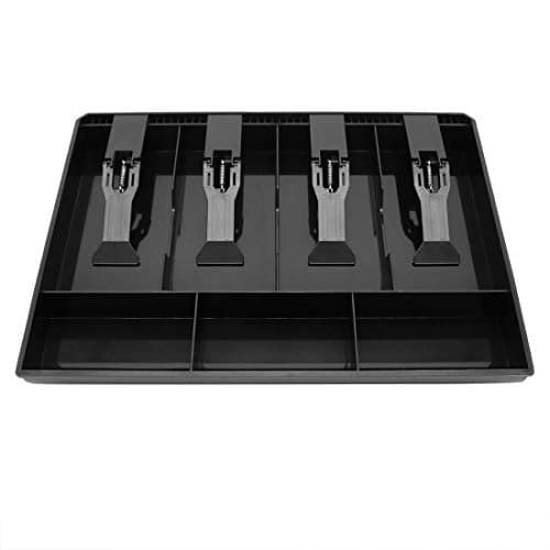 Cash Register Drawer Insert Tray with 4 Bill3 Coin Compartments for Money Storage Black
