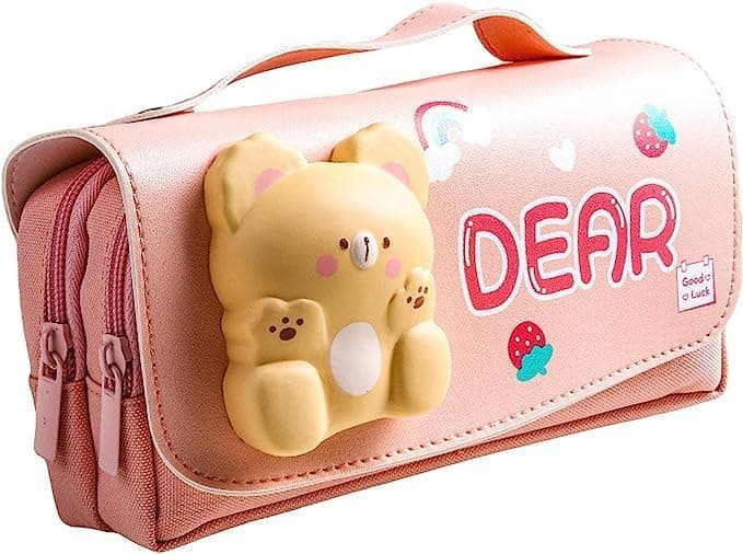 Parshya Dear Kawaii Large Capacity Pencil Case - 3D Eva with Cute Squishy Dear Pencil Case, Pencil Box for Kids, Zipper Pencil case for Boys, Return Gifts for Kids