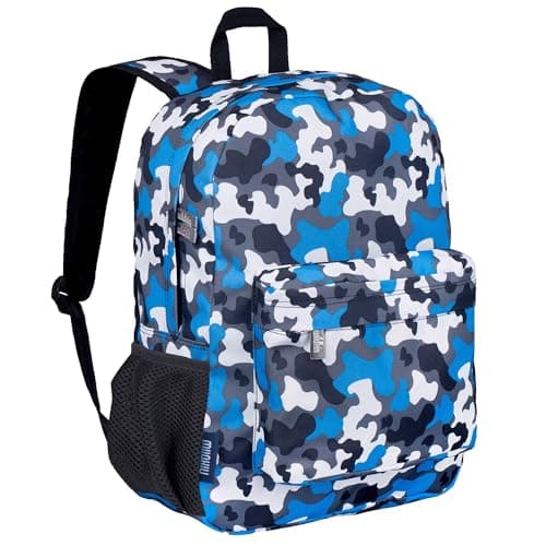 Wildkin 16inch Kids Backpack Durable Padded Spacious School Bag for Boys Girls Blue Camo