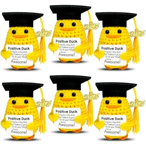 Graduation Gifts Set Class Of 20256 Pcs Positive Ducks With Grad CapFunny Gifts For High School College For Her Girls Him BoysHandmade Inspiring Emotional Support Positive Crochet Animals Duck
