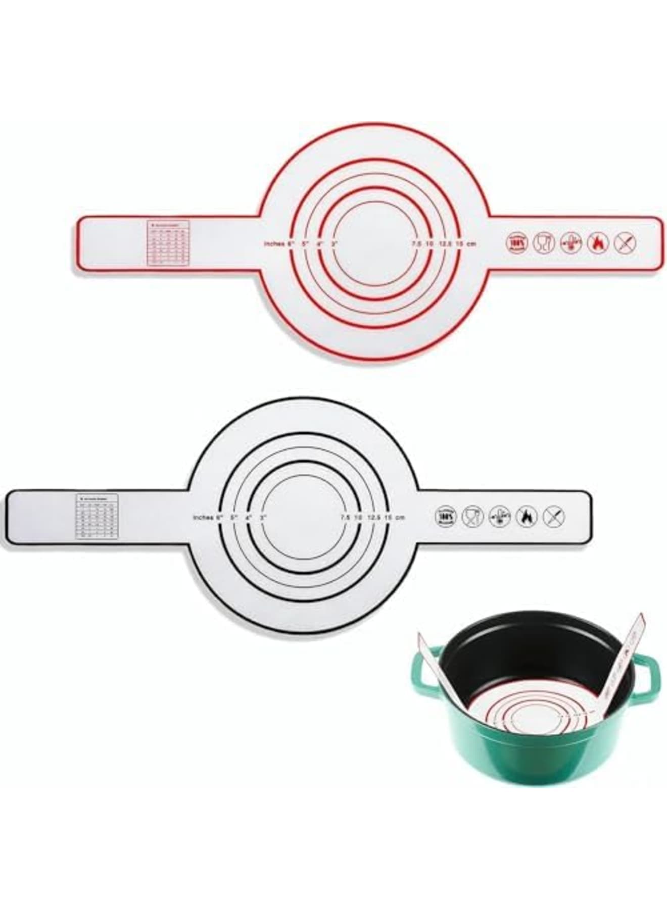 Silicone Baking Mat, for Dutch Oven Bread Baking Non-stick Baking Mat with Long Handle 8.3 Inch Reusable Silicone Baking Sheets Heat Resistant Baking Bread Pad for Dough Pastry