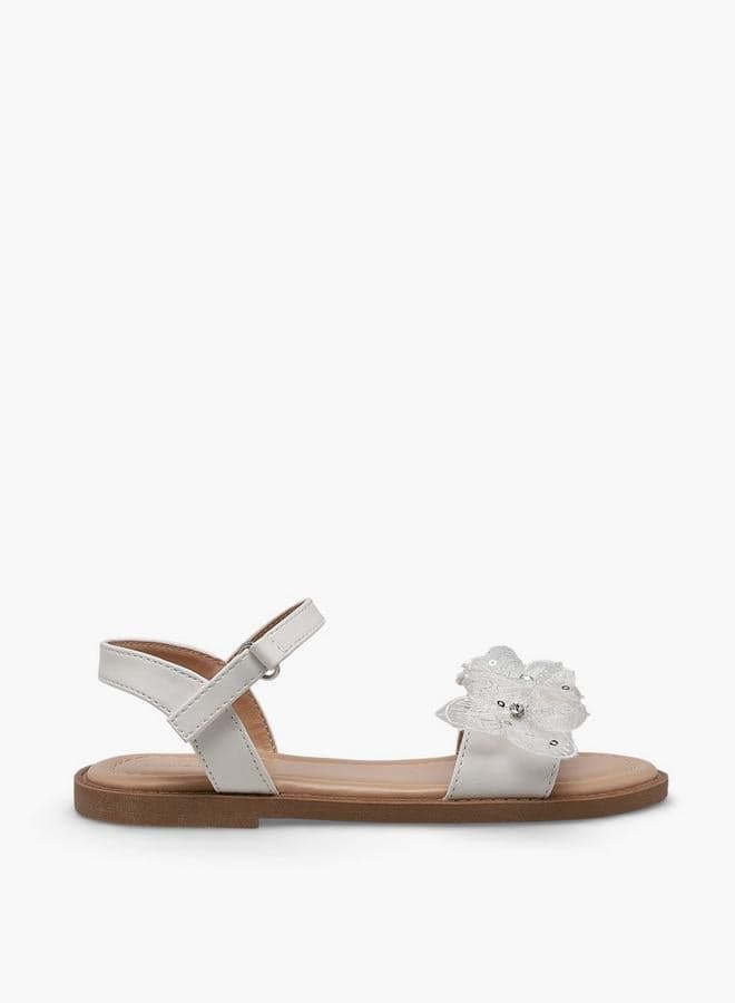 Girls Floral Applique Strap Sandals — 37
