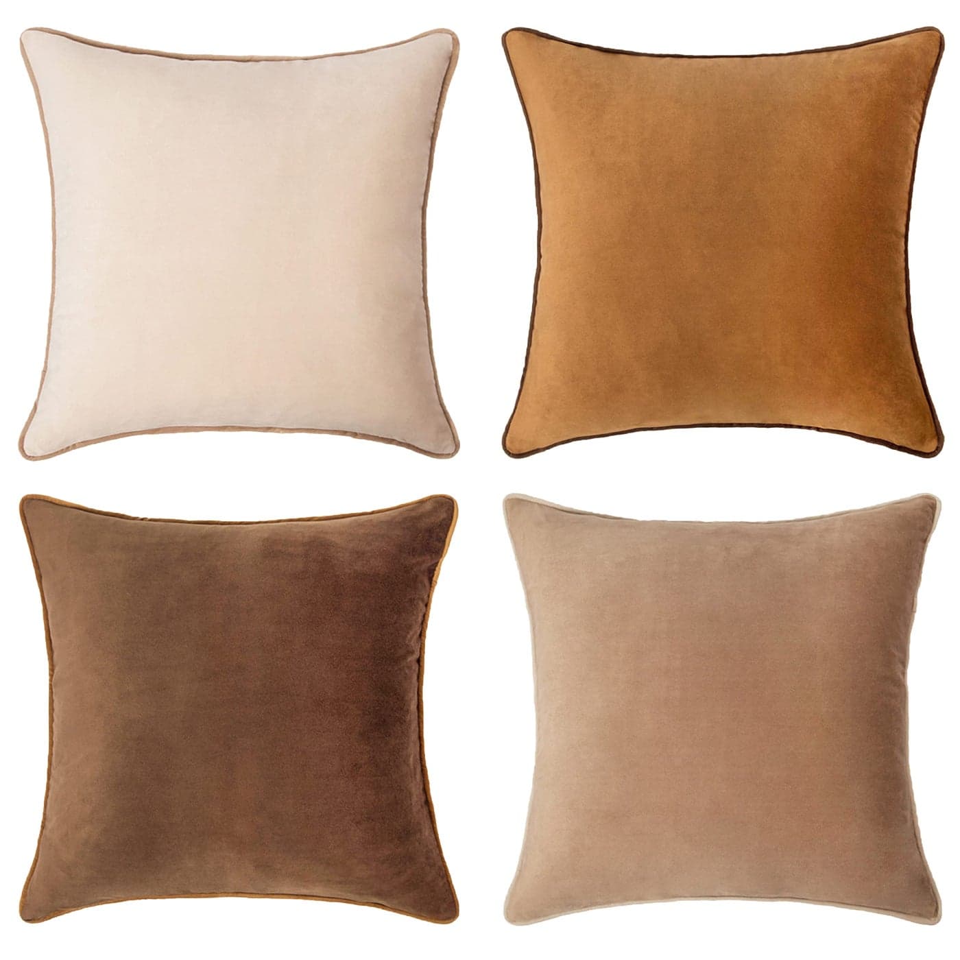 MONDAY MOOSE Decorative Throw Pillow Covers Cushion Cases Set of 4 Soft Velvet Modern DoubleSided Designs Mix and Match for Home Decor Pillow Inserts Not Included 22x22 inch BrownBeige