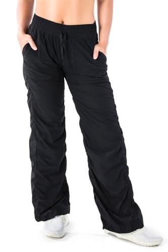 Yogipace Tall Women's Lightweight Straight Leg Dance & Studio Pants, Wrinkle-Resistant Travel Pants, UPF 50+,34",Black,Size XXL