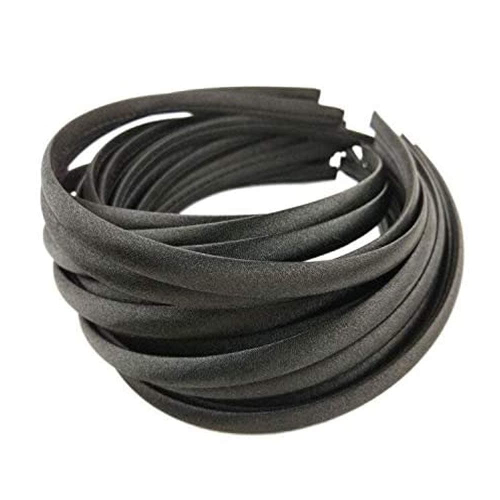 Hixixi 20pcs pack GirlsWomen Diy Satin Fabric Covered Ribbon Headbands Hairband 20pcs black color