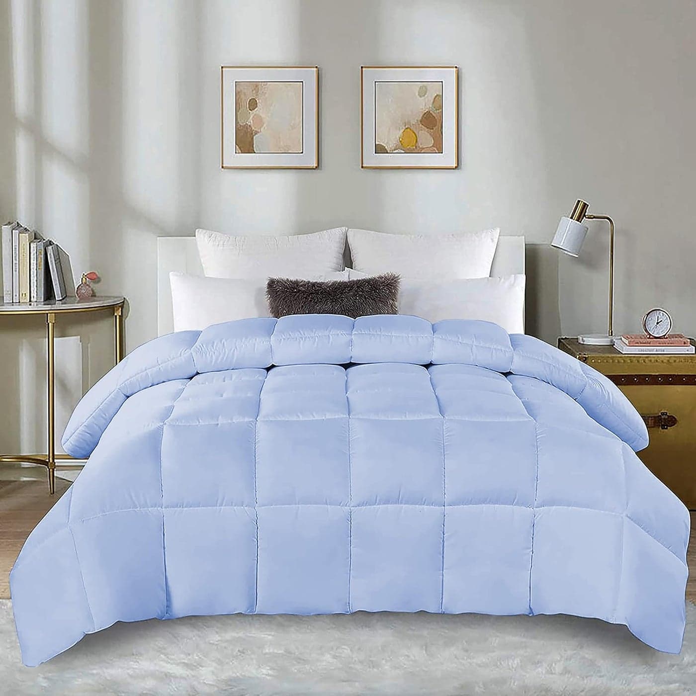 Indian Kingdom All Season 200 GSM Comforter Premium Collection Quilted Comforter 90 x 90 Inches228cm x 228cm Queen Size ComforterSky Blue