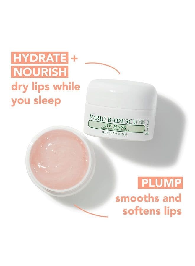 Lip Mask with Acai and Vanilla for All Skin Types, Overnight Lip Treatment Enriched With Skin Softening Coconut Oil and Hydrating Shea Butter, 0.5 Ounces