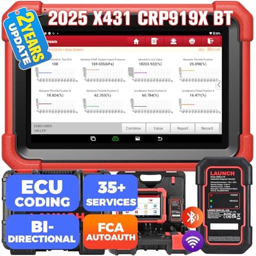 LAUNCH X431 CRP919XBT OBD2 Scanner 2025 Wireless Bidirectional Scan Tool with DBSCar VII Connector ECU Coding FCA AutoAuth 2Year Free Update VAG Guide 35 Services All Systems CANFD