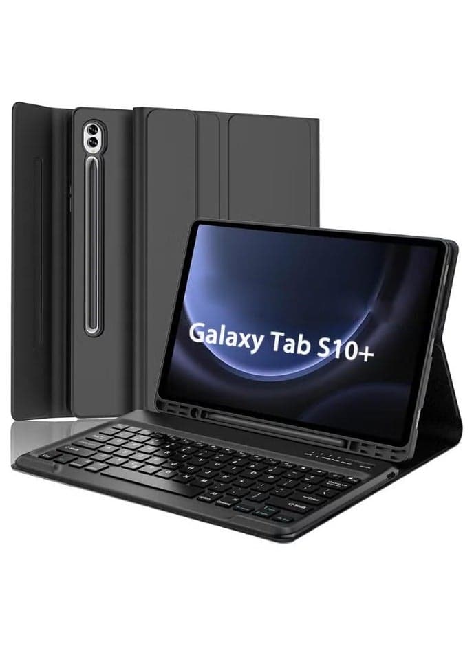 Keyboard with Tablet Case for Samsung Galaxy Tab S10+ 12.4 inch,Detachable Wireless Keyboard Soft TPU Folio Case for S10 Plus, with S Pen Holde
