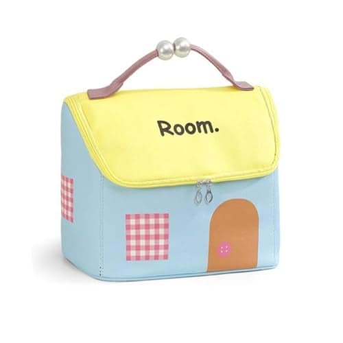 MAYCREATE® Travel Makeup Bag Portable Toiletries Bag Roomy Cartoon Canvas Makeup Storage Bag, Cosmetic Storage Pouch for Women & Girls, 23.5x14x20cm