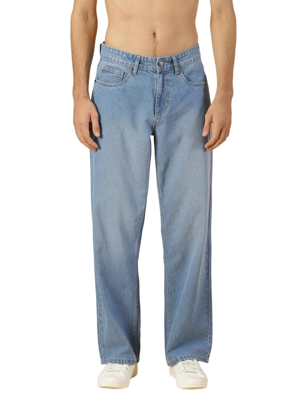 Thomas Scott Men's Relaxed Mid Rise Jeans (TSJ072-80_Mid Blue3
