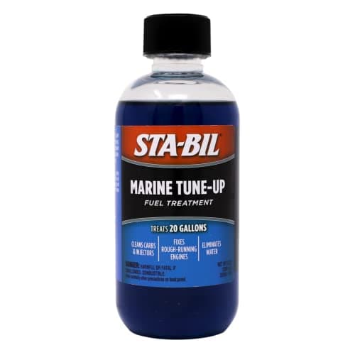 STA-BIL Marine Tune-Up Fuel Treatment – Cleans Carburetors and Injectors – Fixes Rough Running Engines – Eliminates Water – Treats up to 20 Gallons – 8 oz. (22313), Blue, 8oz