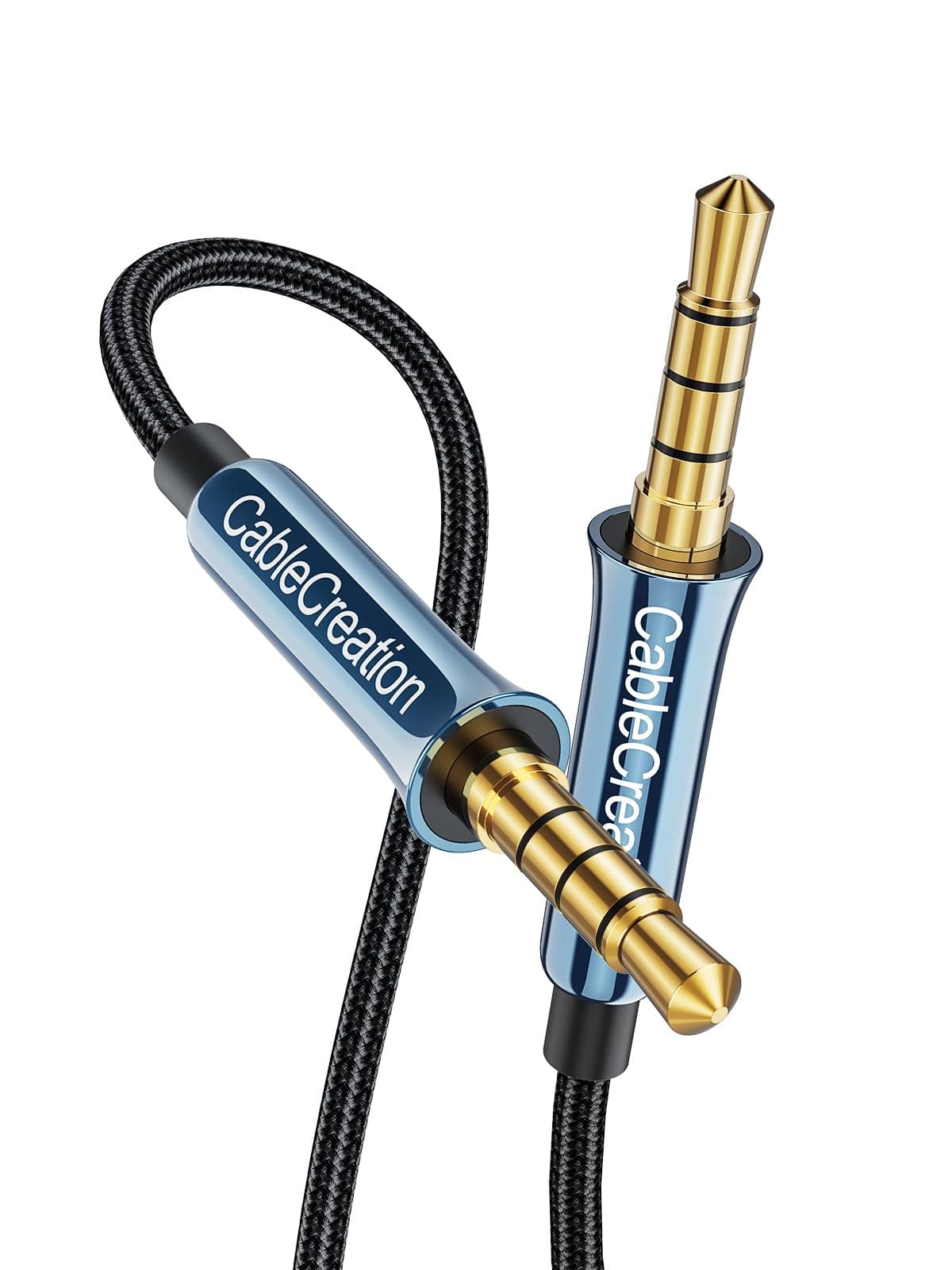 CableCreation 3.5mm TRRS Audio Cable 6FT/1.8m, 4-Pole 3.5mm Aux Cord, Hi-Fi, 1/8 inch Braided Auxiliary Stereo Jack Cable for Headphone, Car Stereos, Phone, Tablets, Laptops, Speaker, Blue