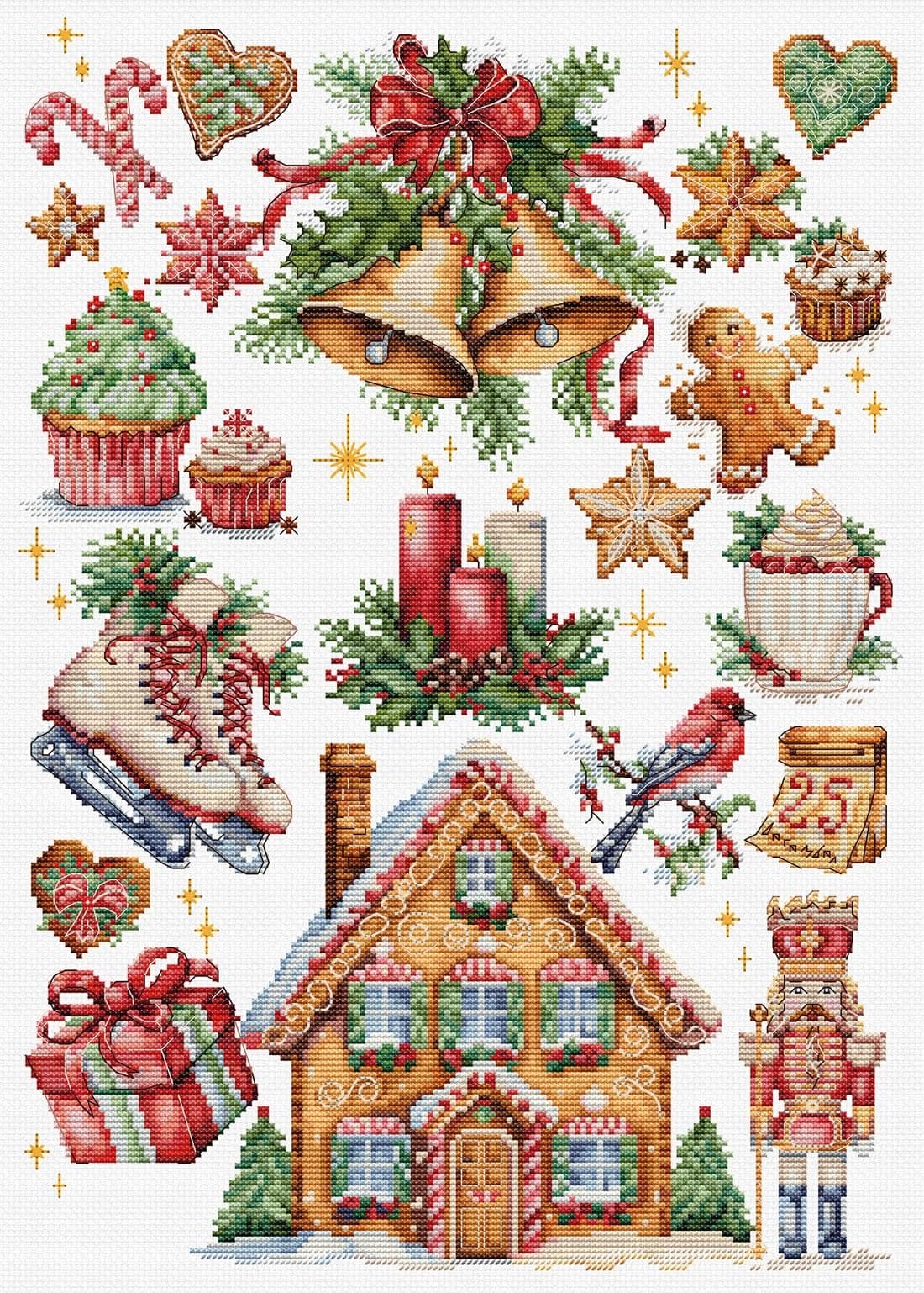 LucaS Cross Stitch Kit Christmas Composition B7031 Counted Cross Stitch Kit for Adults Needlecraft and Embroidery Kit