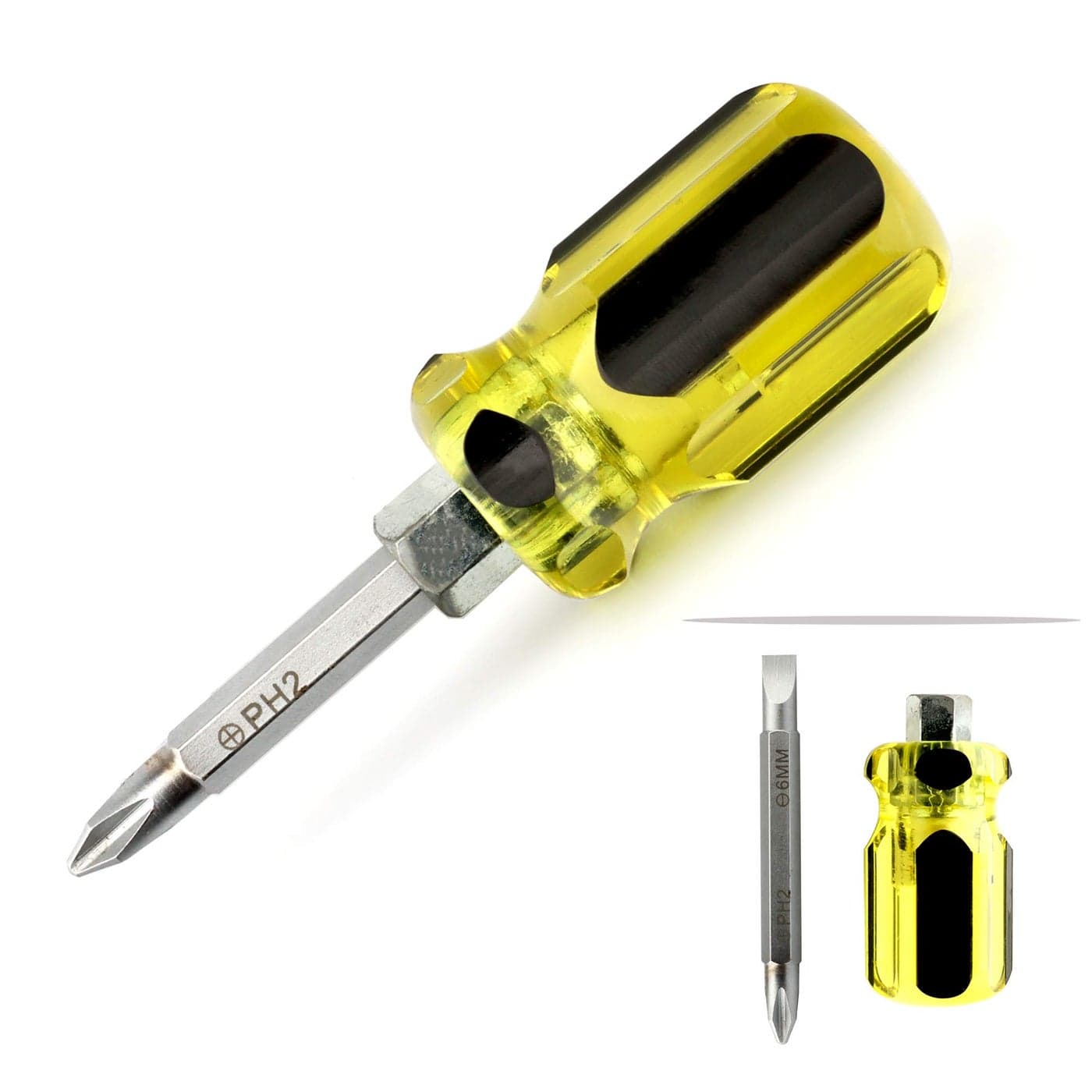 Buspoll Stubby Magnetic short Screwdriver with Phillips and Flat Heads Perfect for DIY Repairs