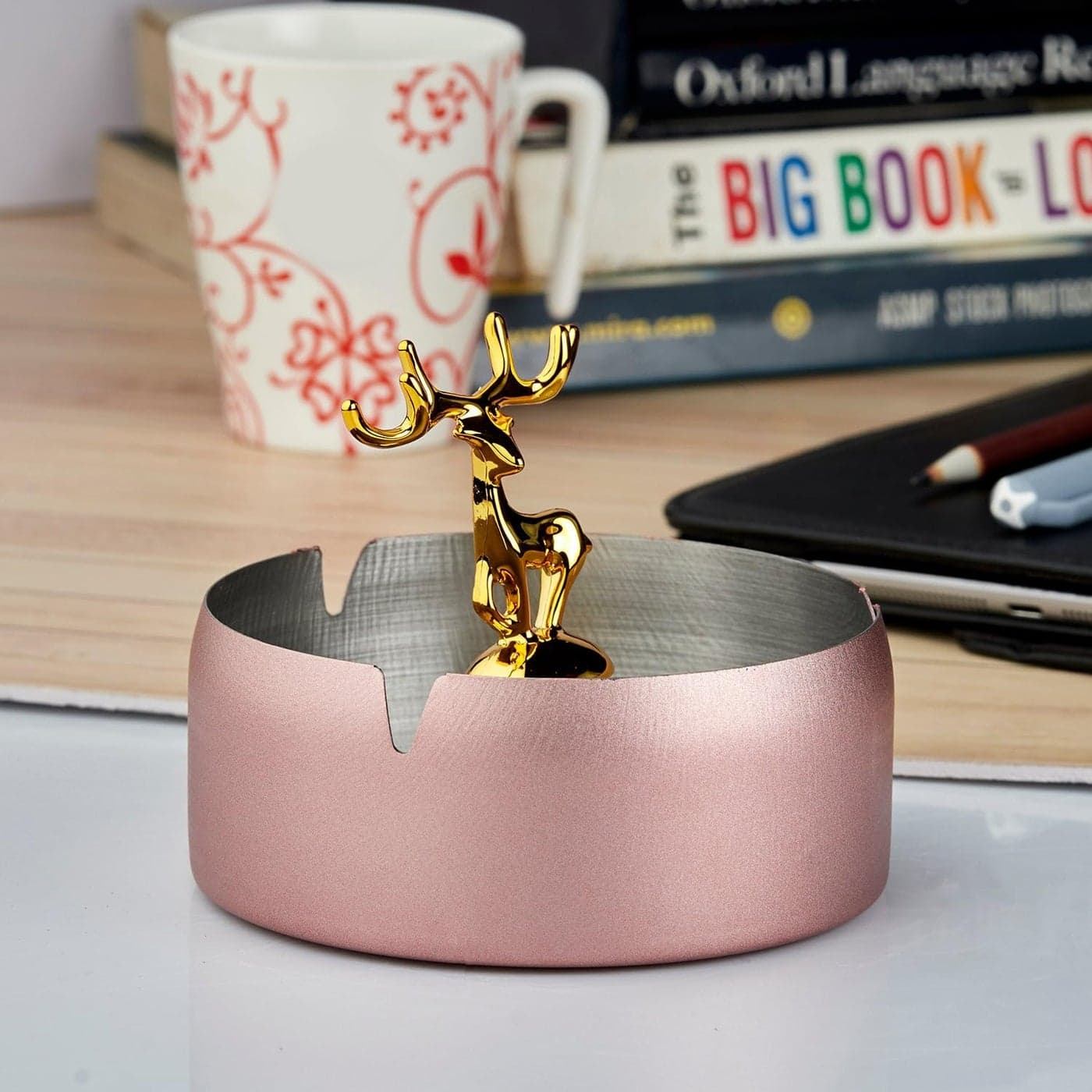 Pakhi Decor AshtrayMoose Ashtray Stainless Steel Home Ash Tray Set for Cigarettes Cool Ashtray for Outside and Indoor Use XLarge Pink