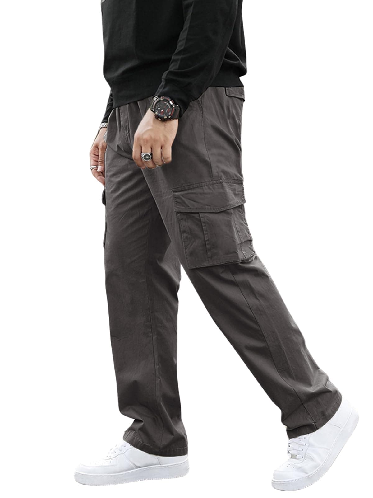 GRECIILOOKS Men's Regular Fit Low Rise Cargos Trousers | Cargo Track Pant | Loose Fit | Regular Trouser | Treck Pent's with Multiple Pockets Grey