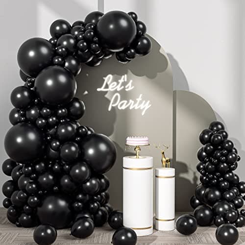 FOTIOMRG 110pcs Black Balloon Garland Arch Kit 18 12 10 5 inch Black Latex Balloons Different Sizes Pack for Birthday Graduation Baby Shower Fathers Day Party Decorations