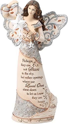 Pavilion Gift Company Elements 9-Inch Sympathy Angel Holding Star, Stars in The Sky - Gray