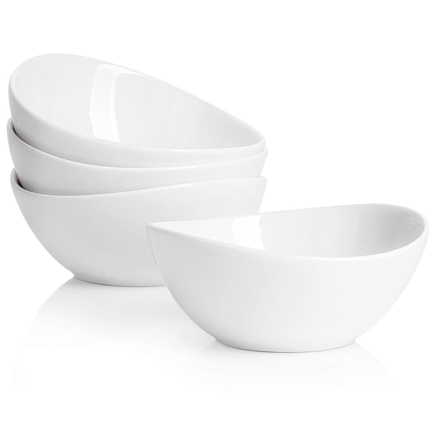 Sweese 5 Inch Porcelain 10 oz Bowls Set of 4 for DessertIce creamSoupRiceFruits Small Portions Microwave Dishwasher and Oven Safe White