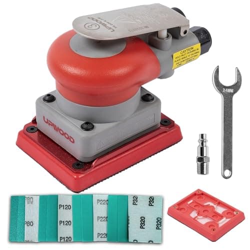 Pneumatic random orbital sander 3 x 4inch light weight palm sander 18 3 mm diameter orbit 10000 RPM with extra backing pad 12pcs sandpaper