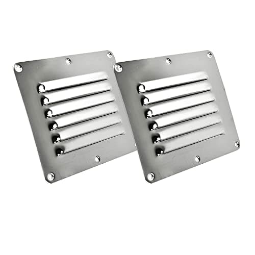 MARINE CITY Rectangle Stamped Louvered Vent – Durable 304 Stainless Steel, Mirror Finish, Easy to Install, 5 x 4-1/2 Inches, Ideal for Boats, Yachts, Ships & Caravans (Pack of 2)