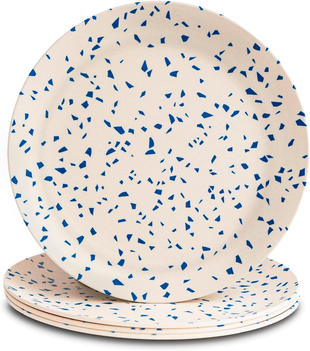Nook Theory 4 Pack Reusable Bamboo Plates NonToxic Toddler and Kids Plate Dishwasher Safe Not Microwavable Dinnerware Terrablue 8