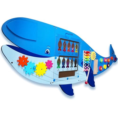 Molcey Sensory Wall Panel for Kids Includes Removable Theme Stickers Large Busy Board Wall Mounted Activity Board for Toddlers 13 Montessori Wall Toys Interactive Play Panel for Babies Ages 35